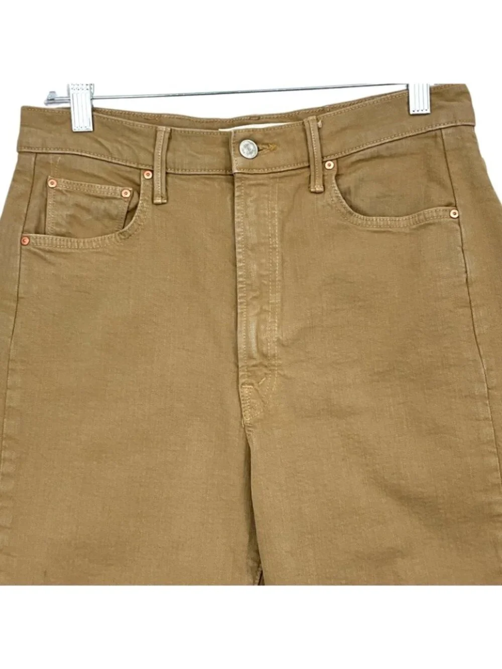 Mother Superior Half Pipe Flood Jeans Womens 30 Beige High Rise Barrel Wide Leg